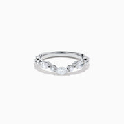 The Star Lab Grown Diamond Wedding Band in 18K White Gold features five marquise-cut lab-grown diamonds set along the band, shown against a white background.