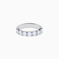 The 14K White Gold 7-Stone Prong Set Diamond Band, 1.50 TCW, features seven round diamonds set in a row and is shown on a plain white background.