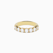 The 14K Yellow Gold 7-Stone Prong Set Diamond Band, 1.50 TCW, features a row of diamonds and is shown on a white background.