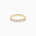 The 14K Yellow Gold 7-Stone Prong Set Diamond Band, 0.50 TCW, features a row of seven round white diamonds prong set across the top and is shown against a plain white background.