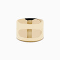 The 14K Yellow Gold Polish Wide Concave Band, featuring a smooth polished finish and rectangular cutout design, is displayed against a plain white background.