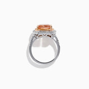 14K Rose and White Gold Morganite and Diamond Double Halo Ring