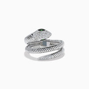 Sterling Silver Tsavorite and Diamond Snake Wrap Ring