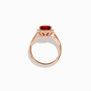 14K Rose Gold Fire Opal and Diamond Heart Halo Ring