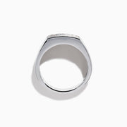 The Men's 925 Sterling Silver Channel Set Ruby and Sapphire Ring showcases a bold, wide band with three rows: ruby stones on the top and bottom and sapphires in the center, creating a modern geometric design.