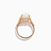14K Rose Gold Opal and Diamond Cushion-Cut Solitaire Ring