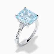 14K White Gold Aquamarine and Diamond Cocktail Ring