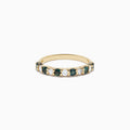 The Effy Hematian 14K Yellow Gold Alexandrite and Diamond 11-Stone Ring features alternating alexandrite and diamond gems set in a row along the band, shown on a white background.