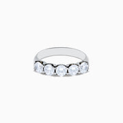 The 14K White Gold 5-Stone U-Prong Diamond Band, 1.50 TCW features five round diamonds in a U-prong setting, showcased against a plain white background.