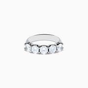 The 14K White Gold 5-Stone U-Prong Diamond Band features five round diamonds totaling 2.00 TCW, set in a sleek row and displayed on a plain white background.