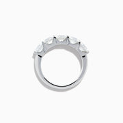 The 14K White Gold 5-Stone U-Prong Diamond Band, 2.50 TCW, features five round diamonds set in a row on a sleek white gold band, shown against a plain white background.
