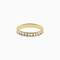 The 14K Yellow Gold 10-Stone Channel Set Diamond Band, 0.25 TCW, features a row of channel-set round diamonds along the band and is displayed on a white background.