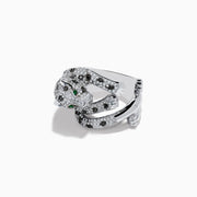 The Signature 14K White Gold Diamond and Emerald Panther Ring features a crouching panther encrusted with sparkling diamonds and vivid emerald eyes, set in gleaming white gold.