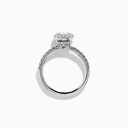 The Lab Grown Oval Diamond Halo and Hidden Halo Ring in 14K White Gold showcases an oval lab grown diamond center, a sparkling diamond halo, hidden halo accents, and additional diamonds along the band.