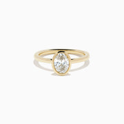 Lab Grown Diamond Oval Bezel-Set Solitaire Ring in 14K Yellow Gold