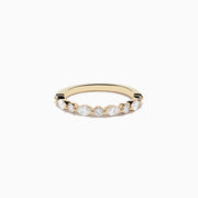 The Doro 14K Yellow Gold Diamond Ring by Effy features a series of oval and round diamonds set along the band, beautifully displayed against a plain white background.