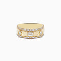 The DOro 14K Yellow Gold Bezel Set Diamond Band (0.67 TCW) showcases a central rectangular diamond flanked by round diamonds, all bordered by pavé diamonds along the top and bottom edges.