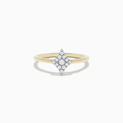 The Casino 14K Yellow Gold Diamond Diamonds Suit Ring showcases a diamond-shaped cluster of round diamonds set in white gold at the center, displayed on a plain white background.