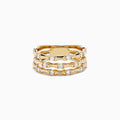 The DOro 14K Yellow Gold Diamond Bamboo Ring (0.50 TCW) features a bamboo-inspired design with three stacked bands, each set with round diamonds in a wavy pattern, shown against a plain white background.