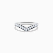 The Pave Classica 14K White Gold Diamond Band Ring features a silver V-shaped design with a row of round diamonds set along the top edge, displayed against a plain white background.
