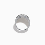 The 14K White Gold Diamond Pave Multi-Row Infinity Crossover Ring features interwoven, wave-like bands encrusted with diamonds for an elegant look and is shown against a plain white background.