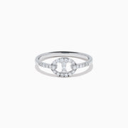 The Pave Classica 14K White Gold Diamond Anchor Chain Ring features a circular, anchor chain design with sparkling diamonds adorning both the centerpiece and the band, shown against a white background.