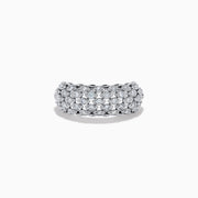 The 14K White Gold Diamond Wide Band Ring features multiple rows of round, sparkling white diamonds and is shown against a plain white background.