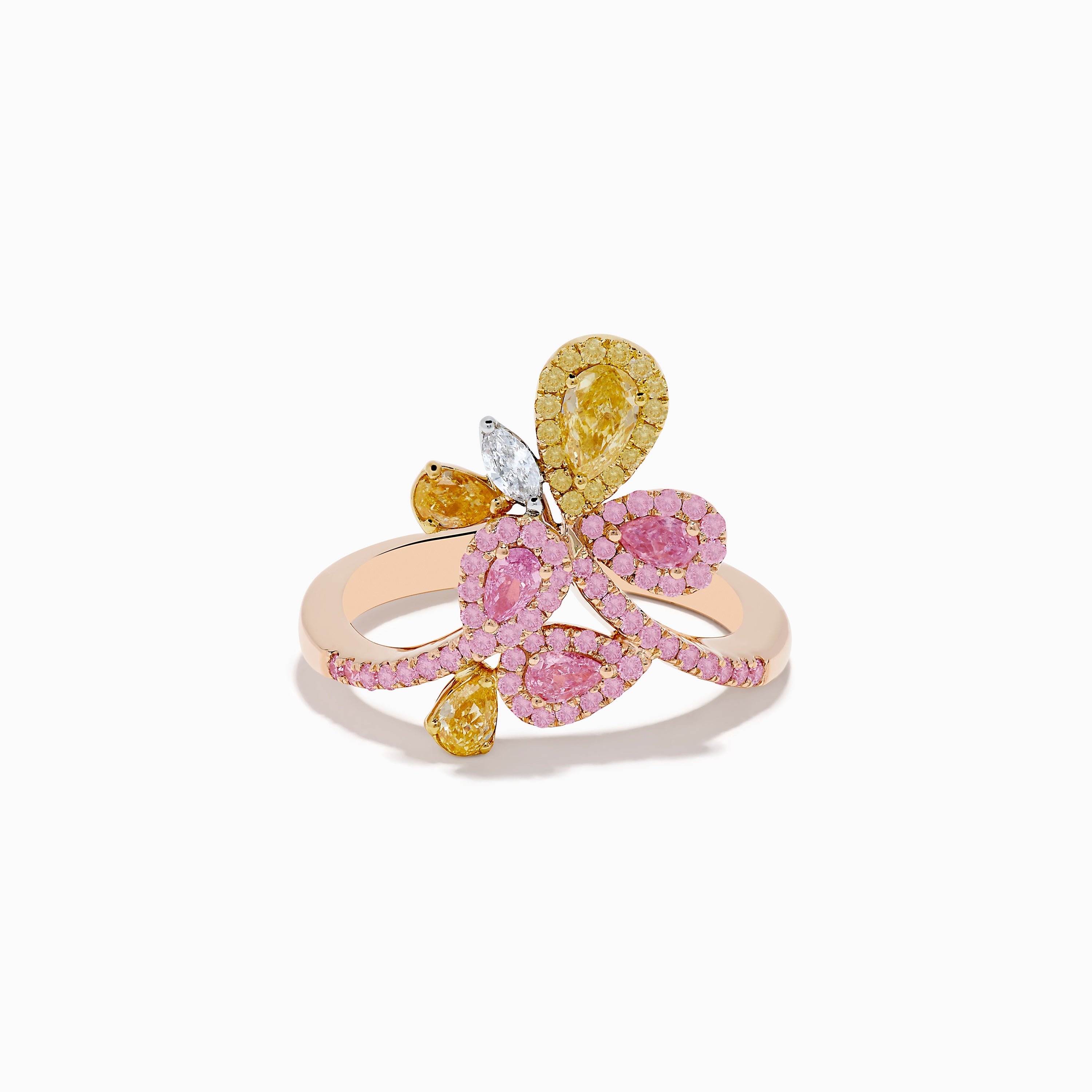 18k Bi-colour Gold Ring with Three Rose-Cut Diamonds
