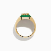 The Men's 14K Yellow Gold Malachite and Diamond Anchor Ring features a rectangular green malachite stone with a diamond-studded anchor at the center, smooth angular edges, and a polished finish.