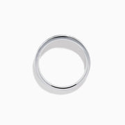 The Mens Bella Bleu 14K White Gold White and Blue Diamond Ring features alternating blue and white diamonds set in a channel across the top, displayed on a plain white background.