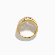 The 14K Yellow Gold Diamond Multi Row Ring features five open, overlapping bands—three set with round diamonds and two in polished gold—for a modern stacked look.