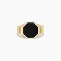 The Men's 14K Yellow Gold Onyx Octagon Ring features a black octagonal onyx face set in yellow gold, shown against a plain white background.