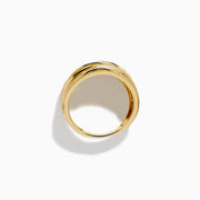 The 14K Yellow Gold and Diamond Textured Multiband Wave Statement Ring features a wavy, layered design with multiple rows of small round white diamonds set in marquise-shaped patterns.
