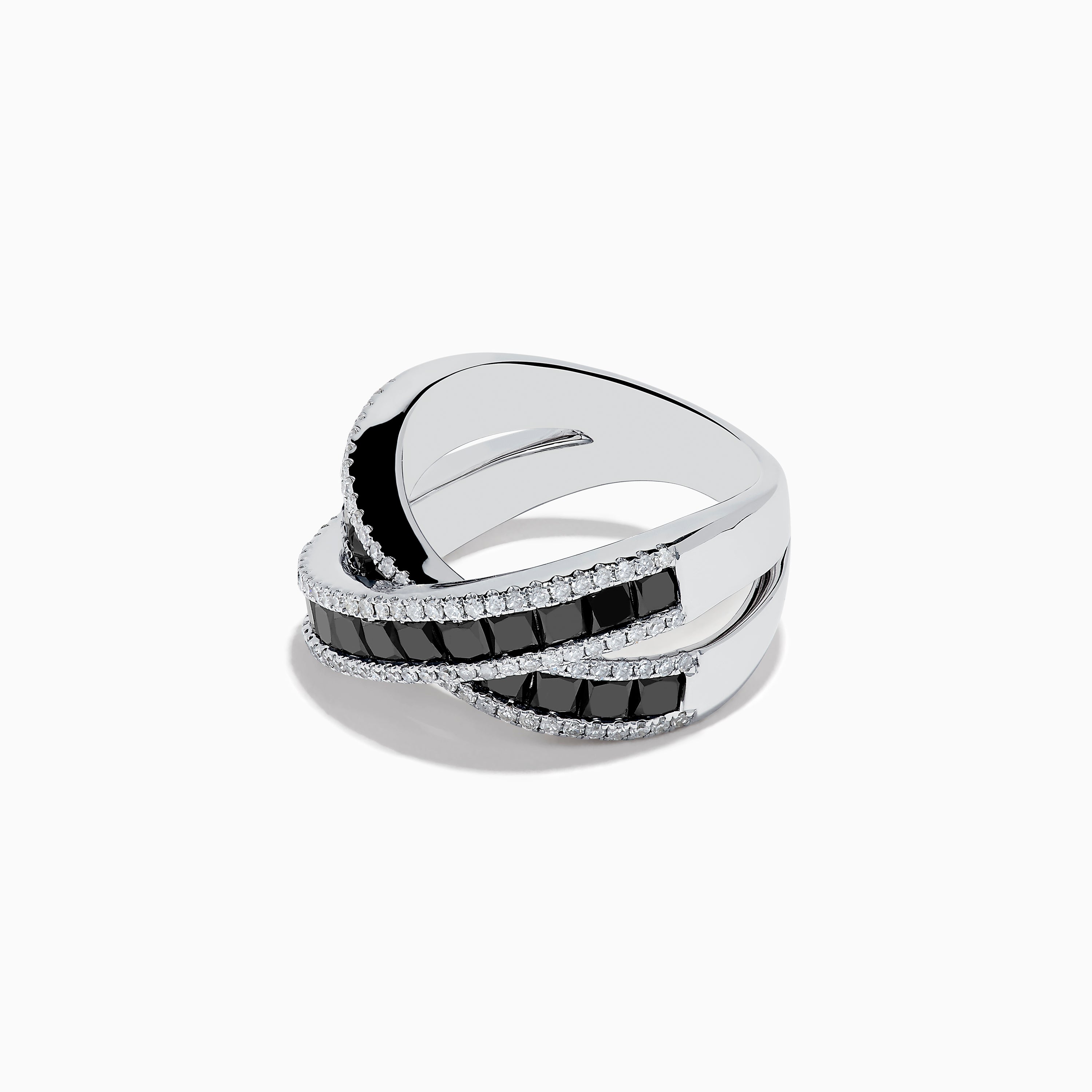 Black and White Diamond Pave Crossover Dress Ring