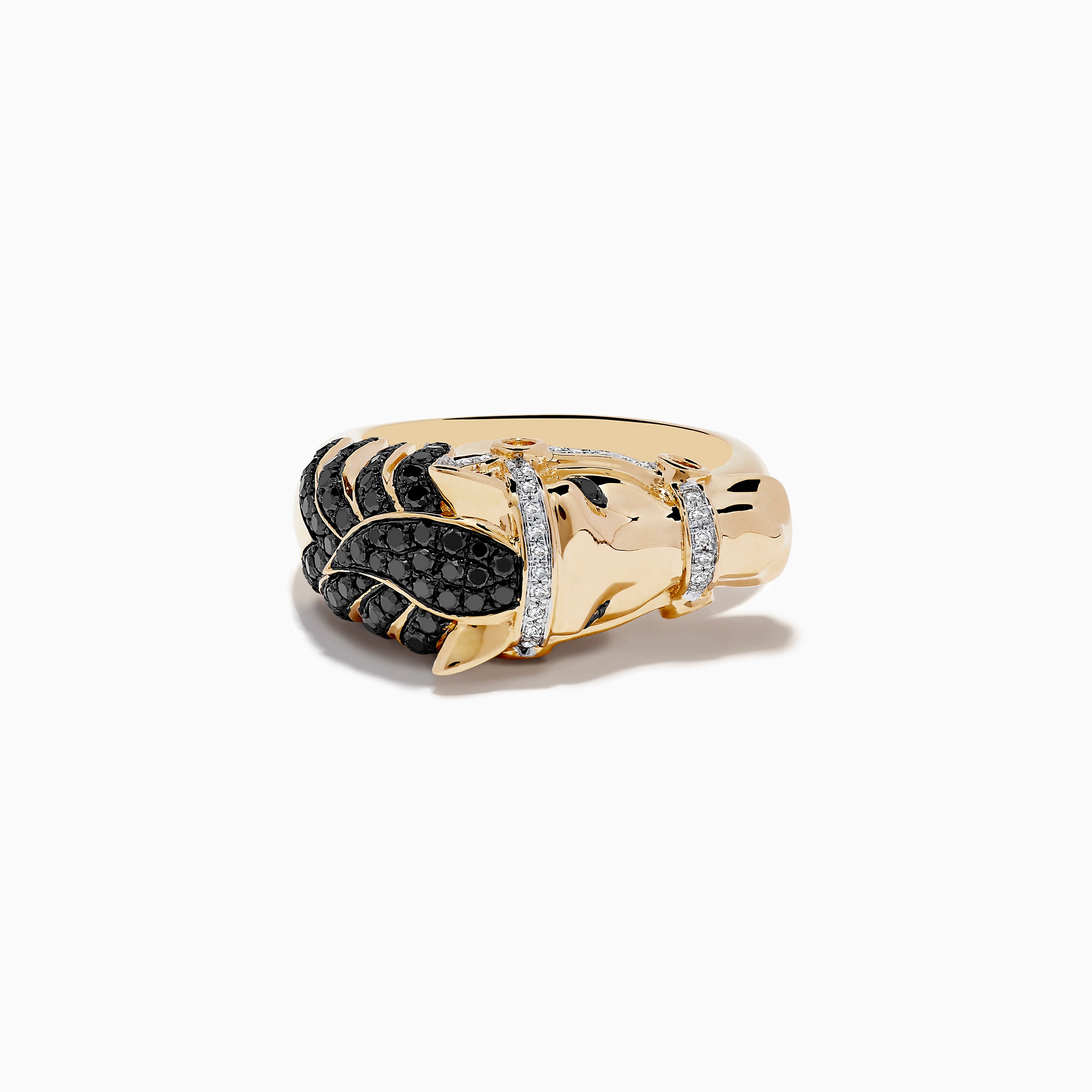 Safari 14K Yellow Gold Black Diamond Horse Ring