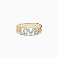The DOro 14K Yellow Gold Diamond LOVE Chain Link Ring features the word LOVE in sparkling diamonds and a unique chain link band.