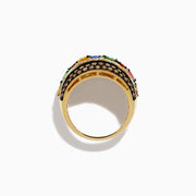 Watercolors 14K Gold Multi Sapphire, Espresso and White Diamond Dome Ring