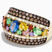 Watercolors 14K Gold Multi Sapphire, Espresso and White Diamond Dome Ring