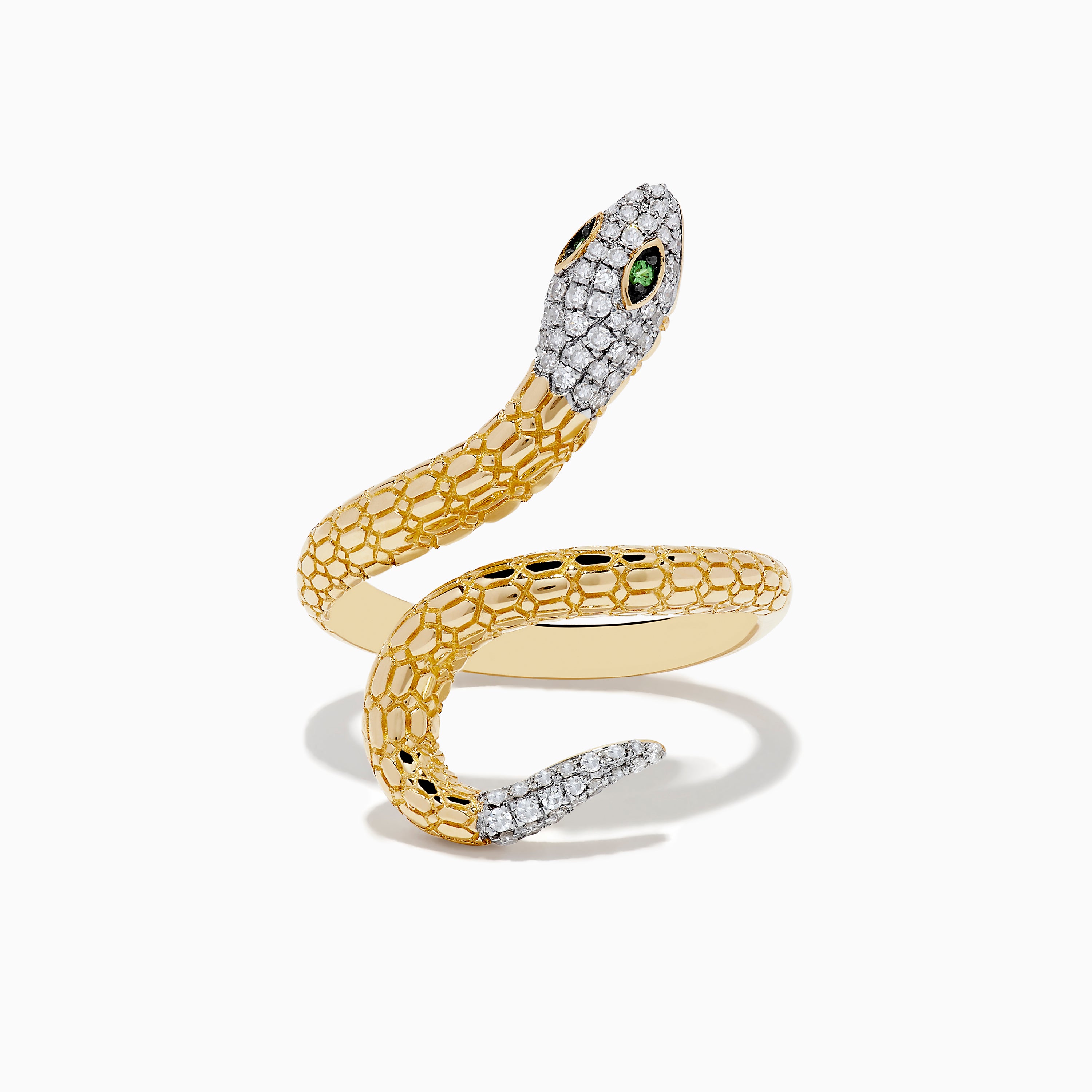 Mini Yellow Gold Slinkee Ring with Diamonds