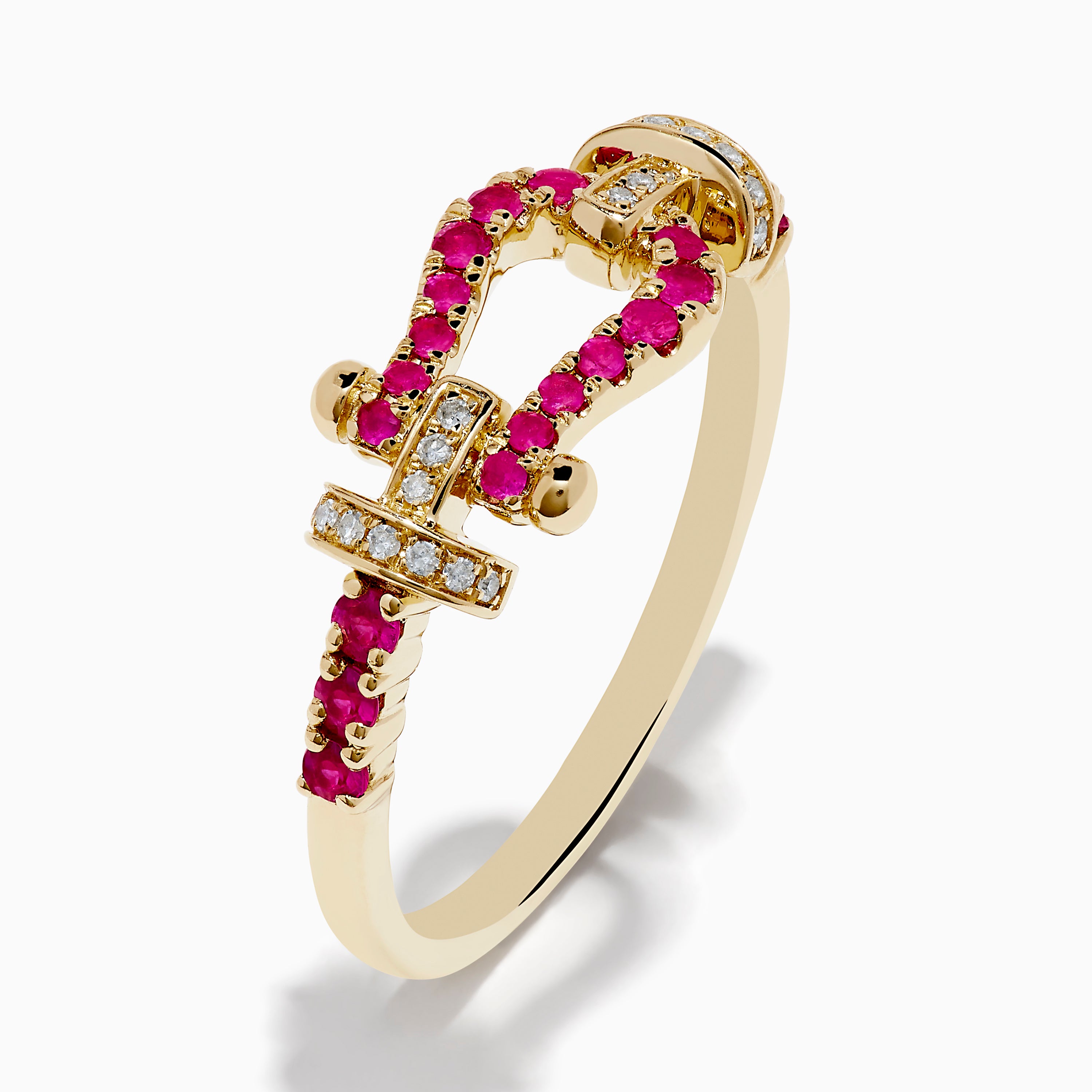 Dainty 10k Yellow Gold Horseshoe Ring For Women - CZ Studded Lucky Charm Jewelry - Size 8 - View #3