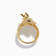 The 14K Yellow Gold Diamond Dragon Wrap Ring features a sculpted dragon adorned with rows of sparkling diamonds on the band and dragon’s body, set in yellow gold and displayed against a white background.