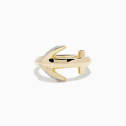 14K Yellow Gold Diamond Pave Anchor Ring
