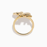 The Safari 14K Yellow Gold Sapphire and Diamond Elephant Ring features an elephant design set with sparkling diamonds and a sapphire blue gemstone eye, all crafted in 14K yellow gold.