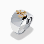 Sterling Silver and 14K Yellow Gold Diamond Anchor Signet Ring