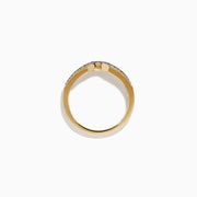 Watercolors 14K Yellow Gold Multi Sapphire and Diamond Curved Pavé Ring