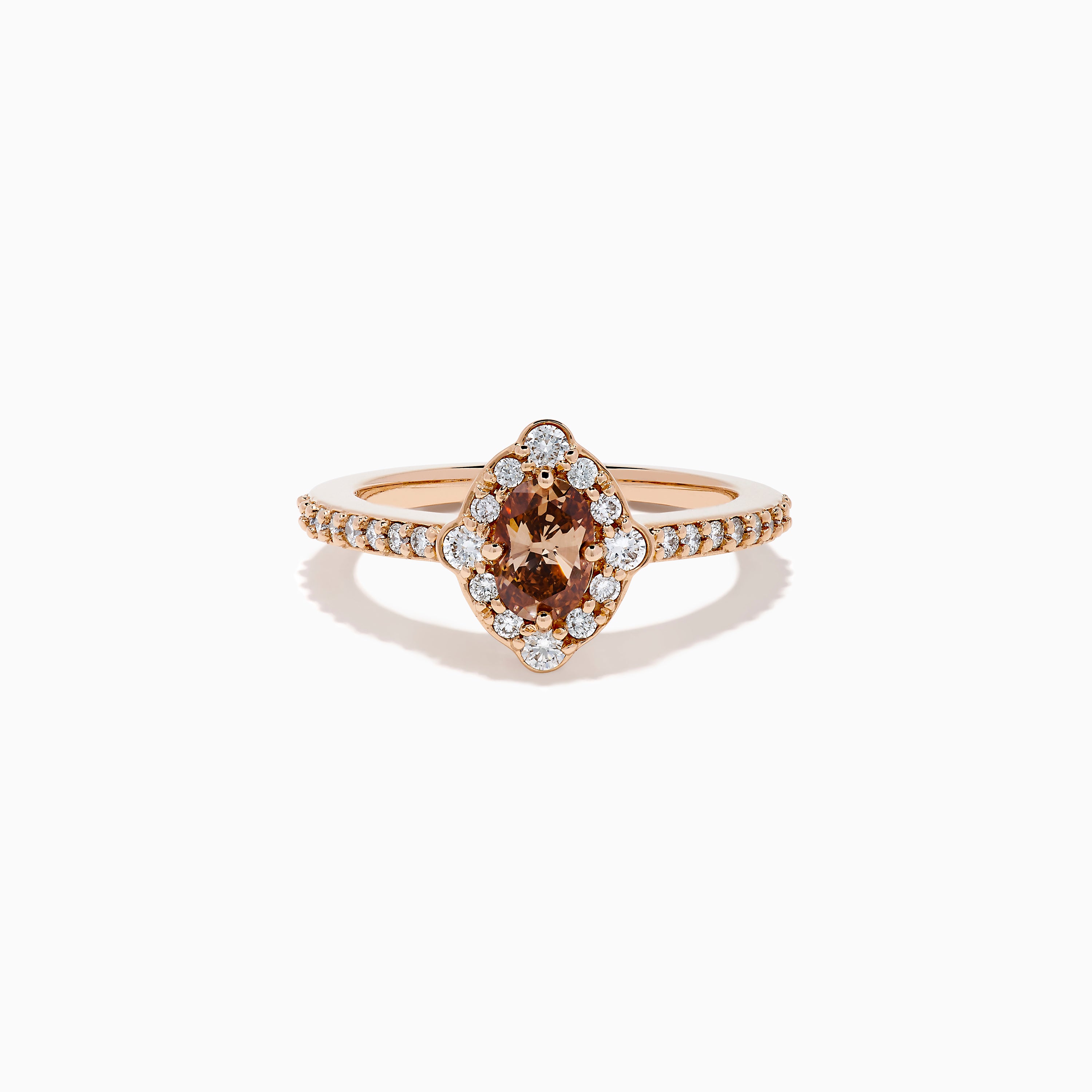 14K Rose Gold Brown and White Diamond Halo Ring 14K Rose Gold Brown and White Diamond Halo Ring