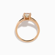 The Espresso 14K Rose Gold Brown and White Diamond Ring showcases two side-by-side stones—a round brown diamond and a white diamond—set on a split rose gold band, shown against a white background.