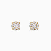 The Bouquet 14K Yellow Gold Diamond Cluster Stud Earrings, 0.50 TCW, feature clusters of small round diamonds in a circular design, displayed against a plain white background.