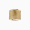 The DOro 14K Yellow Gold Diamond Accented Ring (0.27 TCW) features a wide band with a brushed finish and two rows of sparkling white diamonds along the edges, showcased on a plain white background.