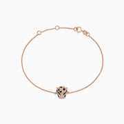Signature 14K Rose Gold Diamond and Tsavorite Garnet Bracelet (0.18 TCW) features a delicate panther-shaped charm with sparkling diamonds and green tsavorite garnets, shown on a white background.